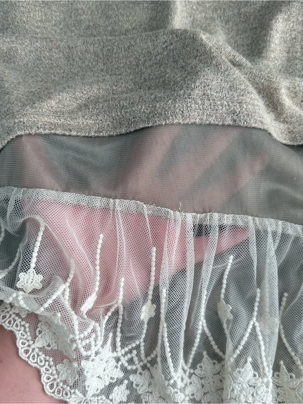 Umgee Taupe Knit Sleeveless Tunic with Lace Hem - Picture 5 of 7